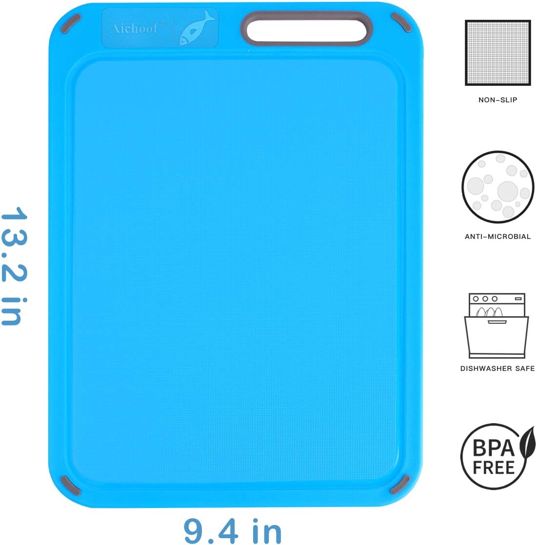 Plastic Cutting Boards Set of 4 with Holder, Color-Coded Chopping Boards for Meat Fish Vegetables & Bread, BPA-Free, Dishwasher Safe, Non-Slip Kitchen Cutting Board Set