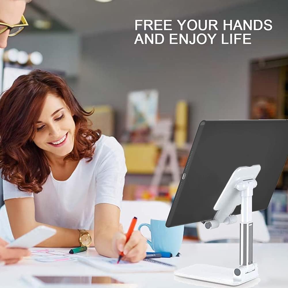 Meetuo 2 Pcs Cell Phone Stand, Adjustable Angle Height Phone Stand for Desk, Fully Foldable/Portable Phone Holder, Compatible with iPhone 17/16/15/14/13/12/Smartphones