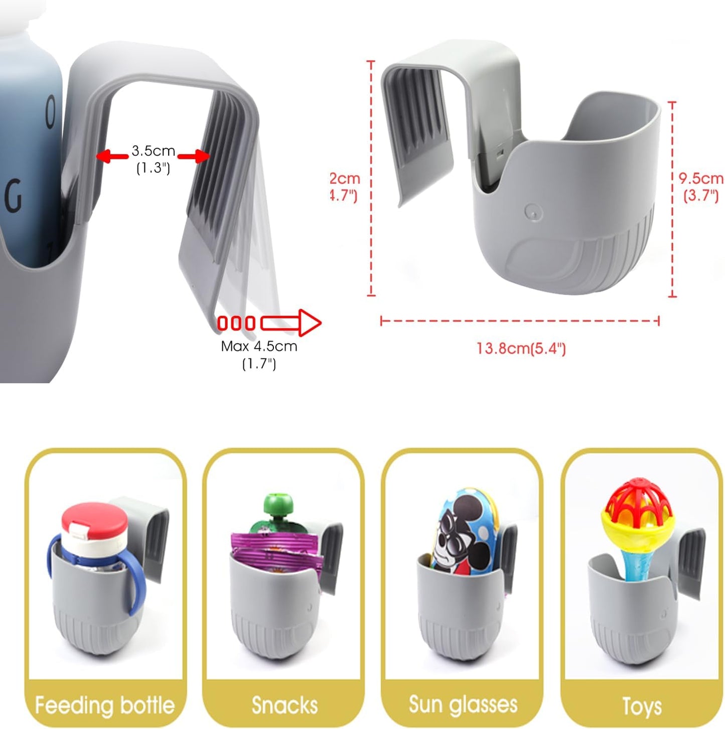Child Cup Holder for Convertible Car Seats, Car Seat Cup Holder, Baby Stroller Cup Holer Wheelchair Cup Holder, Child Cup Holders Compatible with The Majority of Car Seat Models – Grey