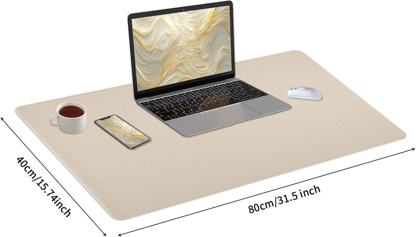 Bloss Leather Desk Pad and Keyboard Wrist Rest, Large Mouse Pad + Keyboard Pad+Mouse Wrist Support, Non-Slip Desk Mat Protector for Office, Home(31.5×15.7 Inches,Beige) - Colors B