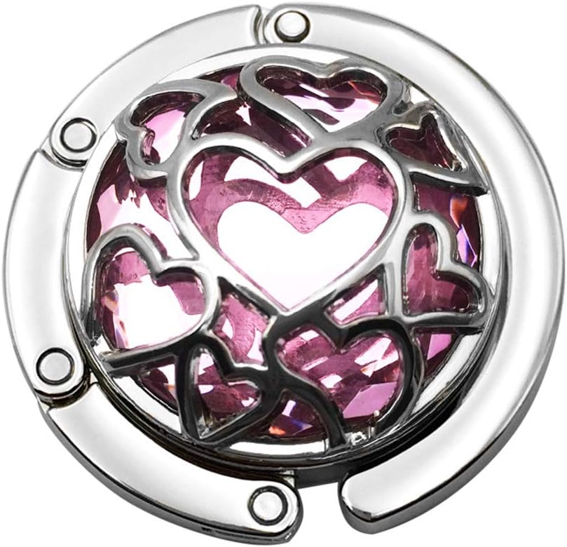 Multiple Hearts Style Premium Foldable Handbag Bag Purse Hanger Table Hook Holder (Gray)