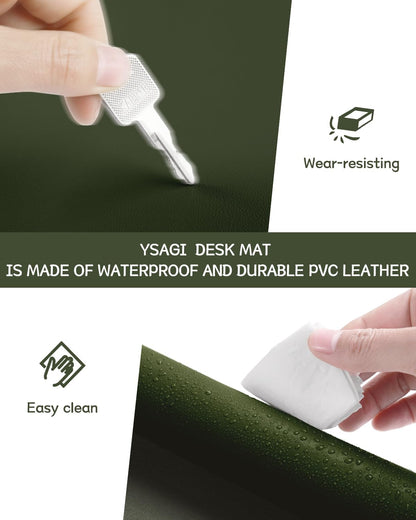 YSAGi Non-Slip Leather Desk Pad, Waterproof Laptop Computer Desk Keyboard Mat, Table Protector Blotter Mat, Large Mouse Pad for Office/Work/Home/Decor(Black, 31.5" x 15.7")