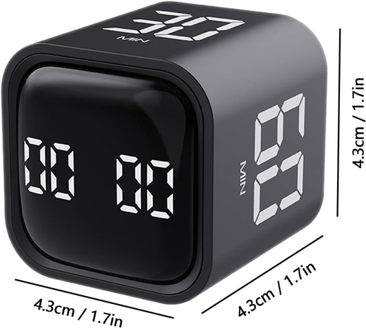 Rotating Cube Timer - 5/30/10/60min Presets, Gravity Sensor Pomodoro Stopwatch, 3 Sound Modes, ADHD Study Tool for Office/Kitchen/Classroom (F4 White)