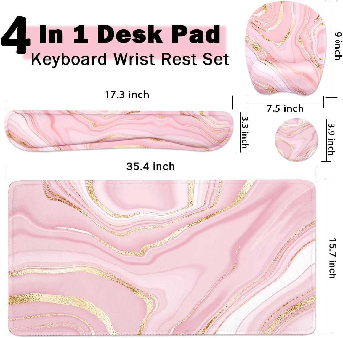 WB WEIRDBEAST Keyboard Wrist Rest Large Mouse Pad Wrist Support for Computer, 4 in 1 Memory Foam Keyboard Pad Desk Mat Ergonomic Hand Rest Wrist Cushion for Home Office Gaming-Pink