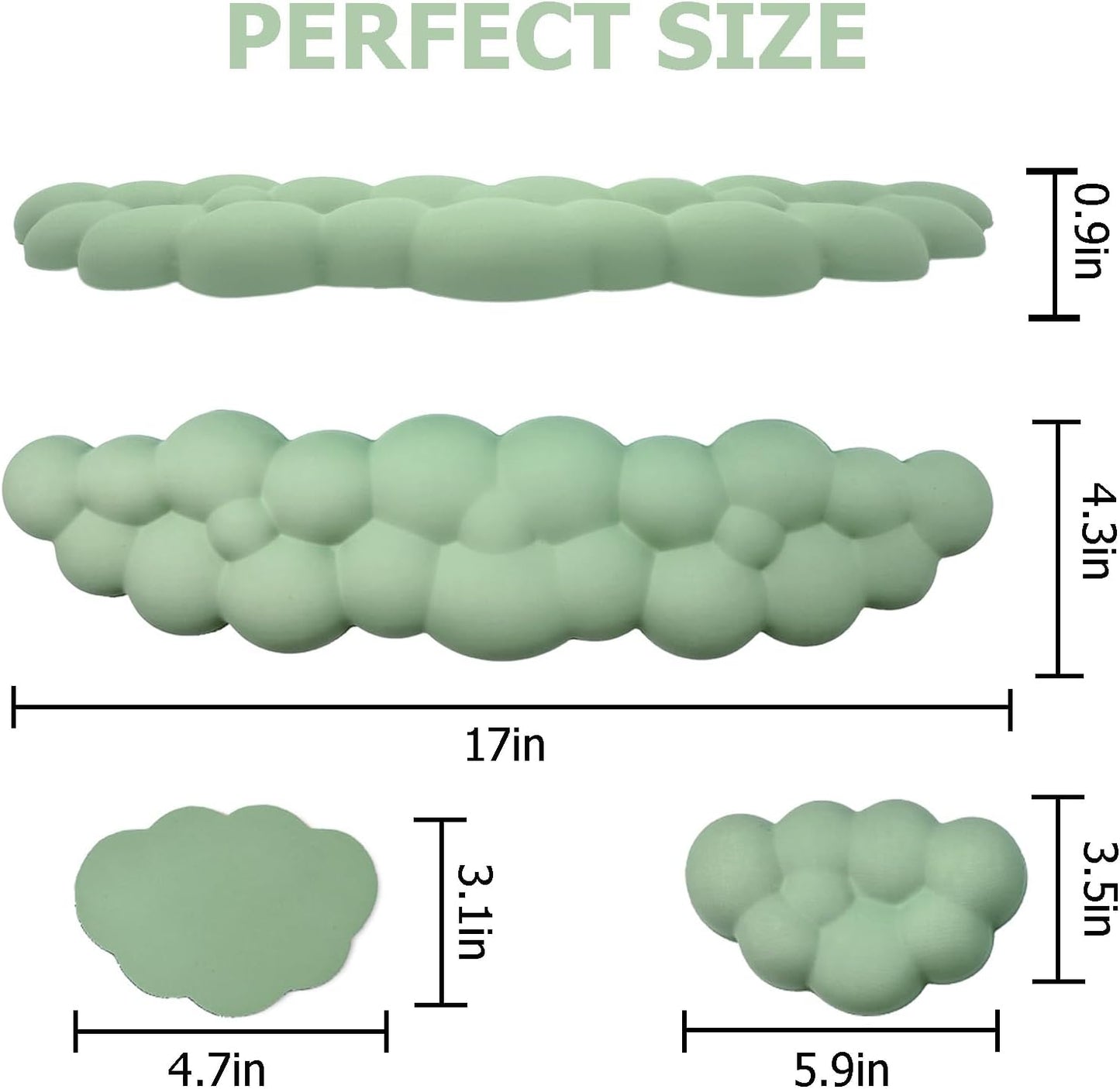 Cloud Wrist Rest Keyboard, PU Leather Memory Foam Wrist Rest for Computer Keyboard, Ergonomic Keyboard Wrist Rest and Cute Mouse Wrist Rest for Gaming,Office,Computer,Typing Pain Relief,Pastel Green