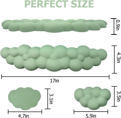 Cloud Wrist Rest Keyboard, PU Leather Memory Foam Wrist Rest for Computer Keyboard, Ergonomic Keyboard Wrist Rest and Cute Mouse Wrist Rest for Gaming,Office,Computer,Typing Pain Relief,Pastel Green