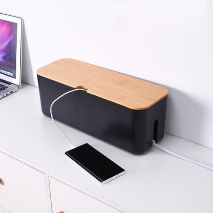 Changsuo Cable Management Box Set Cable Organizer Boxes for Extension Cord Power Stripe Surge Protector Wire Management Organizer Cover Hider for Desk Home Office Kitchen (Small & Large White)