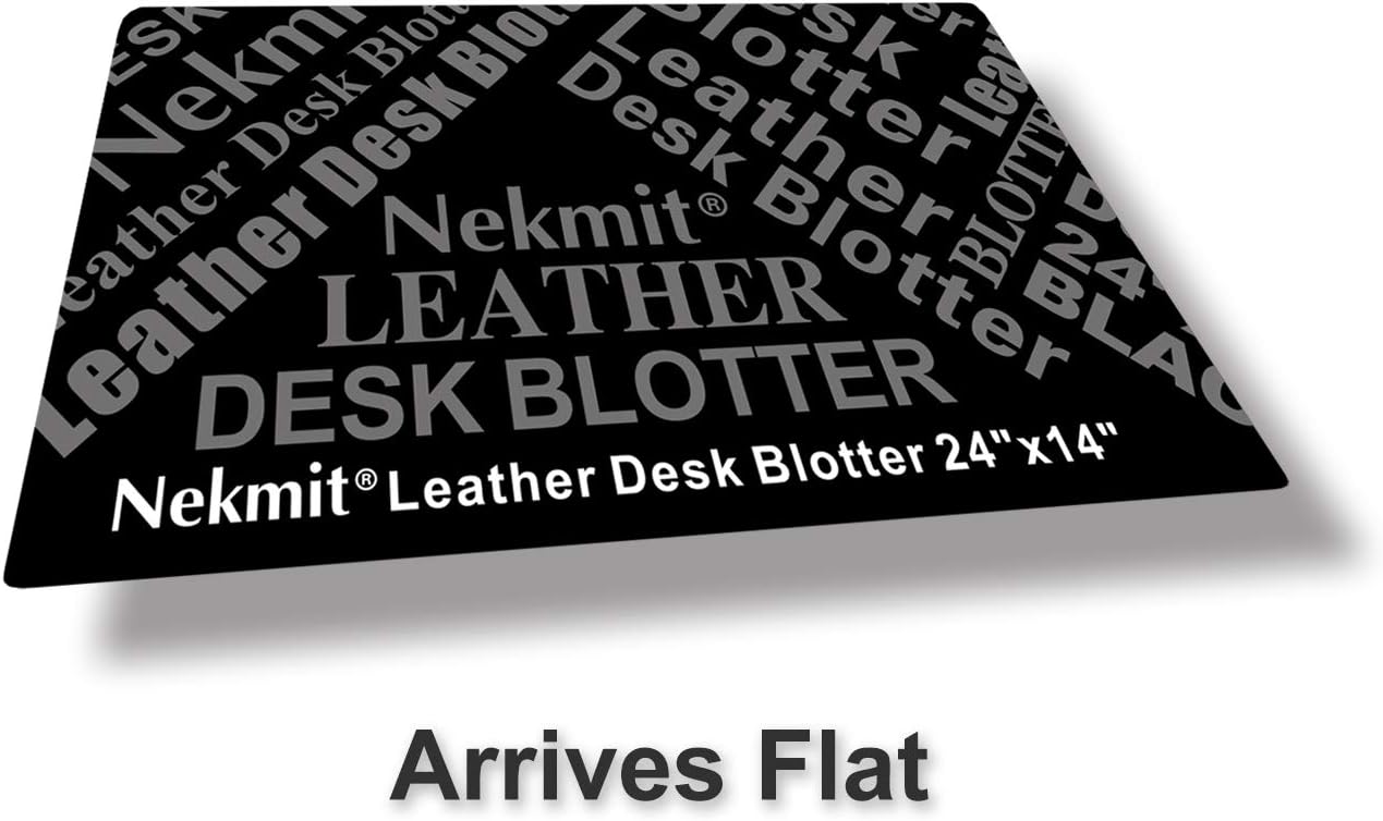 Nekmit Leather Desk Blotter Pad 17 x 12 Inches, Flat, Non-Slip, Waterproof, Black