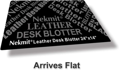 Nekmit Leather Desk Blotter Pad 17 x 12 Inches, Flat, Non-Slip, Waterproof, Black