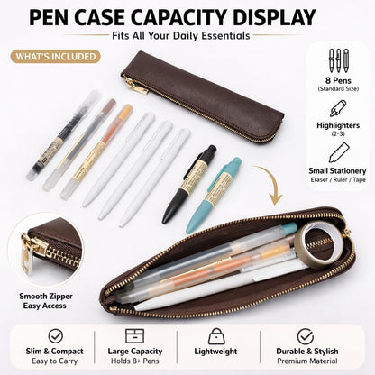 Canvas Pencil Case Small Pencil Pouch Slim Lightweight Pen Case Holder Cute Zipper Bag for School Office