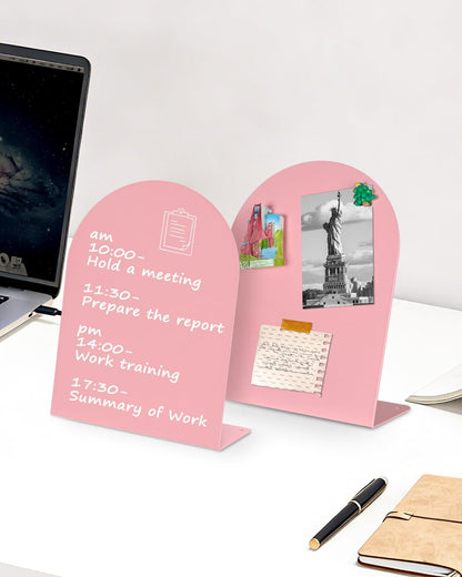 Magnet Board - Pink, 7.1 x 9.8 x 2.4 in, Standing Magnetic Board for Desk, Magnetic Display for Memos, Photos & Documents, Bulletin Board for Home Office School Kitchen Table Supplies(PK-GX1825-1P)