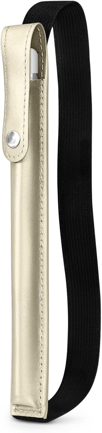 DTTO Pencil Holder for Apple Pencil 2nd & 1st Generation Case, New Apple Pencil Pro & USB-C Sleeve, Ultra-Thin Elastic Stylus Protective Pouch with Adhesive Attached to iPad, Pink Gold