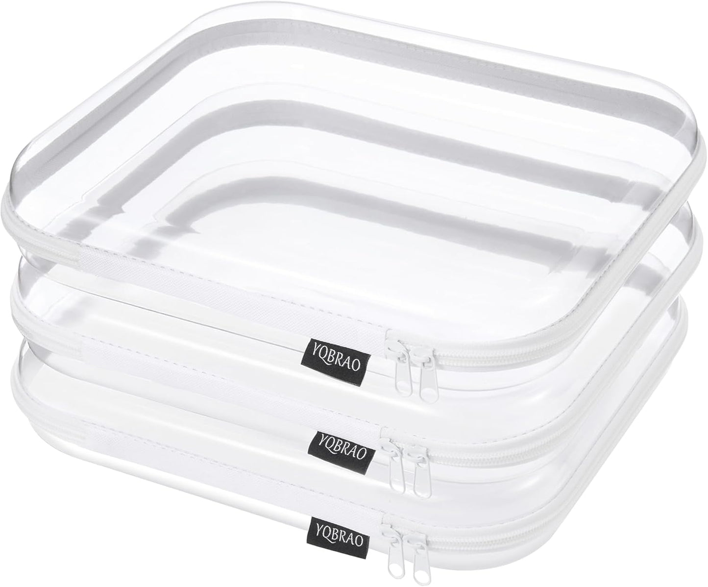 YQBRAO 6 Pack Clear Hard Shell Zipper Case, 1.2mm Heavy Duty Crush-Proof Diaper Bag Organizer Pouches, TSA Approved Travel Makeup Bag for Toiletries & Electronics, (2L, 2M, 2S) Multi-Size Storage Set