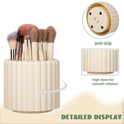Anyoifax 360 Rotating Makeup Brush Holder 7 Slots Make Up Brush Organizer Removable Spinning Cosmetic Brushes Storage Pen Holder for Vanity, Dresser, Desk, White