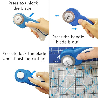 Headley Tools Rotary Cutter Set - 45mm Fabric Cutter, 5 Extra Rotary Blades, A3 Cutting Mat, Quilting Ruler and Sewing Clips, Craft Knife Set, Ideal for Crafting, Sewing, Patchworking, Purple