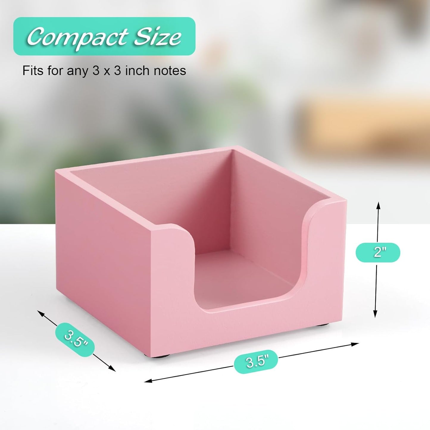 Bivvclaz Wood Sticky Note Holder, 3 x 3 Inch Post It Note Dispenser for Office Desk Accessories, Self Stick Note Pad Holder, Memo Pad Holder Dispenser Organizer for School Office Desk Supplies, Black