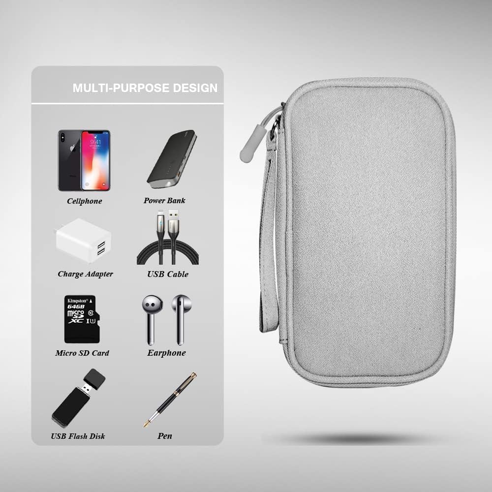 Electronics Organizer Bag Pouch Cable Charger Organizer Travel Shockproof Cord Carrying Case for Earphone Powerbank USB Hard Drive SD Card (Black)