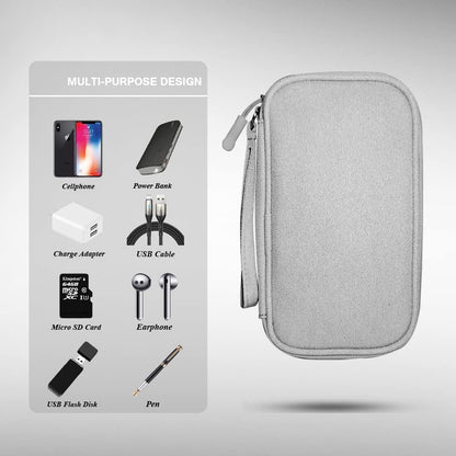 Electronics Organizer Bag Pouch Cable Charger Organizer Travel Shockproof Cord Carrying Case for Earphone Powerbank USB Hard Drive SD Card (Black)