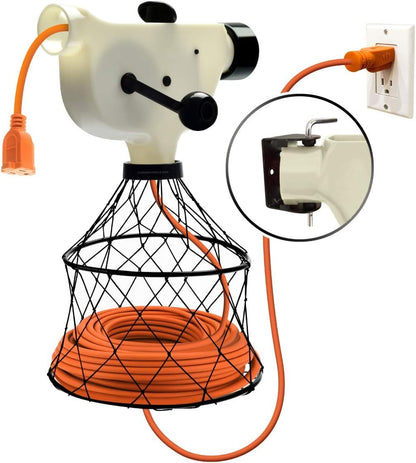Extension Cord Winder Organizer, Transportable from Wall to Wall with 2 Fixed and 1 Swivel Wall Mount
