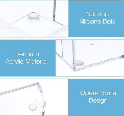 Grevosea Clear Acrylic Sticky Note Holder, 3.2 X 3.2 Inch Notepad Dispenser Self Stick Notes Pad Dispenser Desk Organizer Accessories for Office School Home Desk Organizer