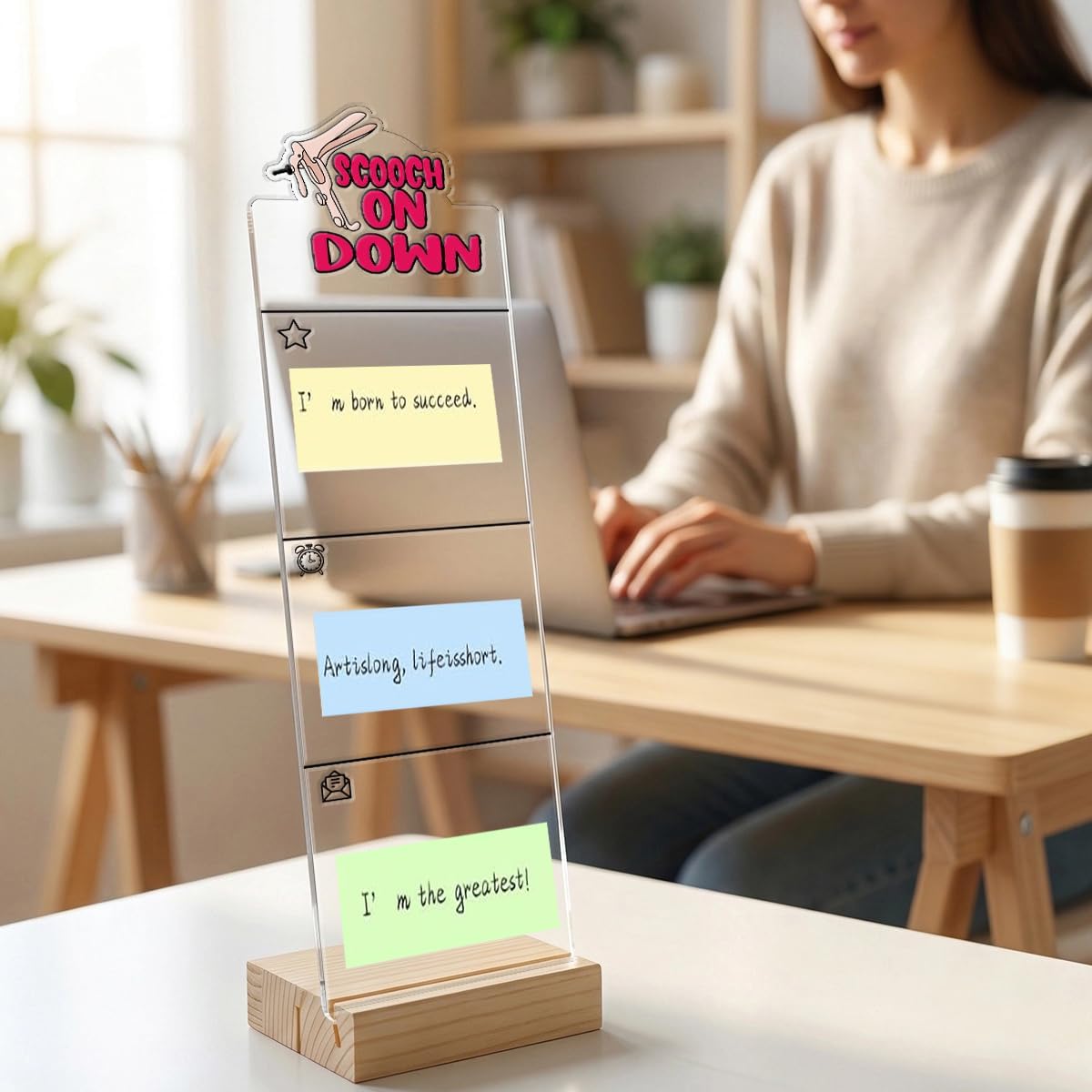 Monitor Memo Board Computer Monitor Memo Board Sticky Note Organizer Hold On Partner Im Overstimulated Sign Acrylic Desk Accessories Removable Wooden Base Set Sticky Notes 100 Sheets 11.8×3.1 inches
