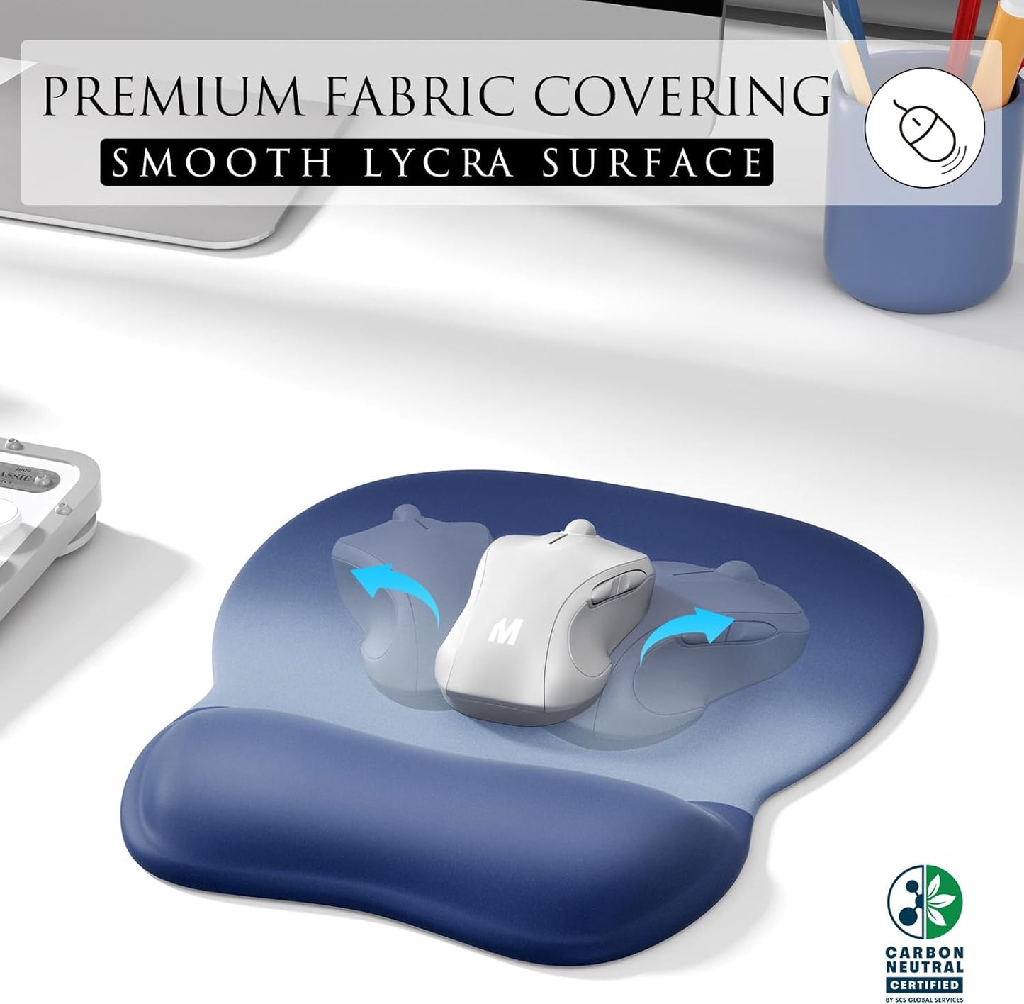 MROCO Ergonomic Mouse Pad with Gel Wrist Rest, Smooth Wrist Support Surface, Non-Slip PU Base for Pain Relief, Comfortable Mousepad for Computer, Laptop, Office & Home, 9.4 x 8.1 in, Black