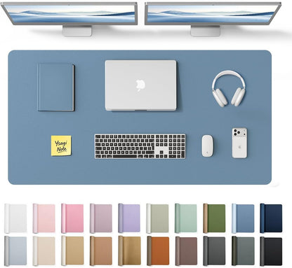 YSAGi Large Extended PU Leather Desk Pad Protector – Non-Slip Waterproof Desk Mat for Office & Home, Easy Clean Mouse Pad & Laptop Writing Blotter 35.4"x17" Black - Colors A