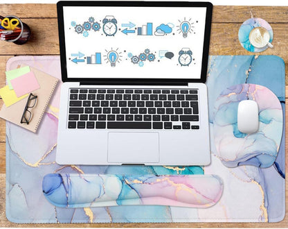 WB WEIRDBEAST Keyboard Wrist Rest Large Mouse Pad Wrist Support for Computer, 4 in 1 Memory Foam Keyboard Pad Desk Mat Ergonomic Hand Rest Wrist Cushion for Home Office Gaming-Pink