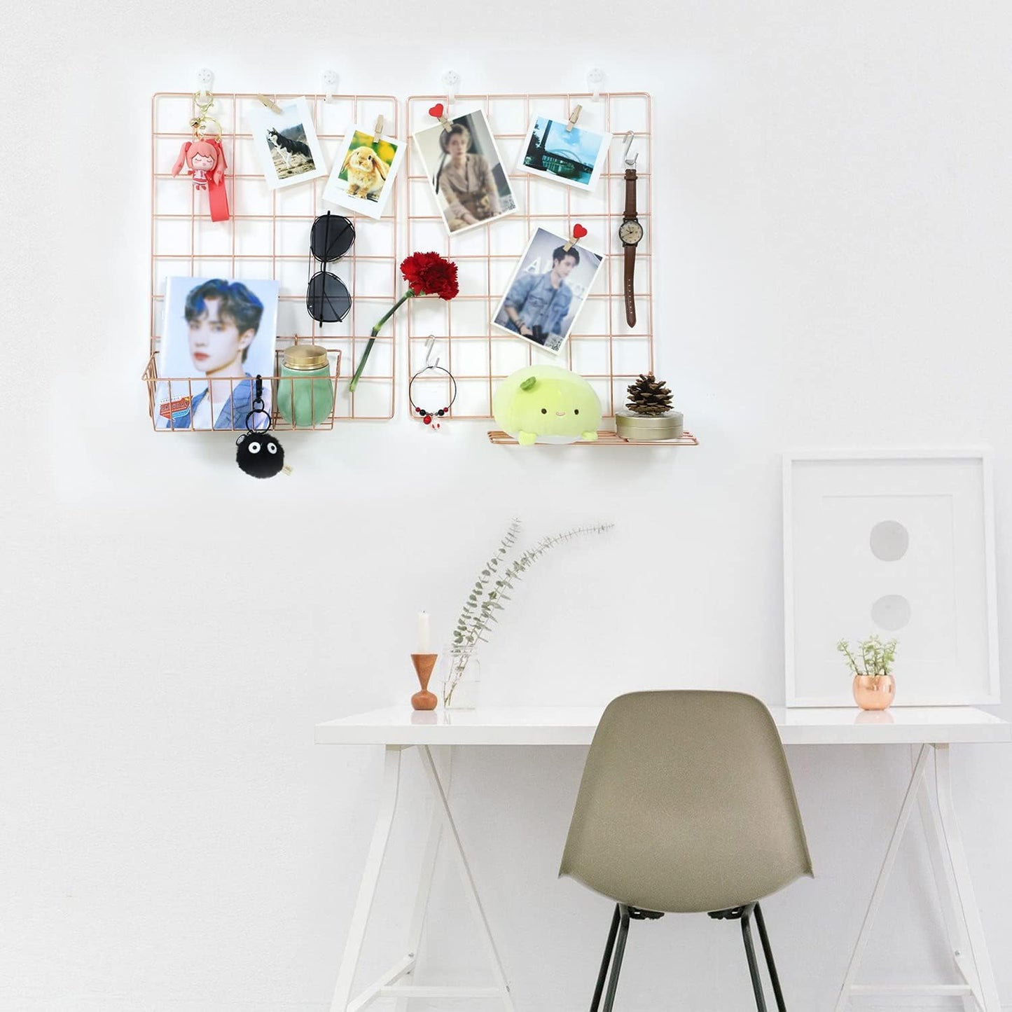 Wall Grid 2 Pack Wire Photo Grid Panels Black Memo Board Wall Organizer (black)