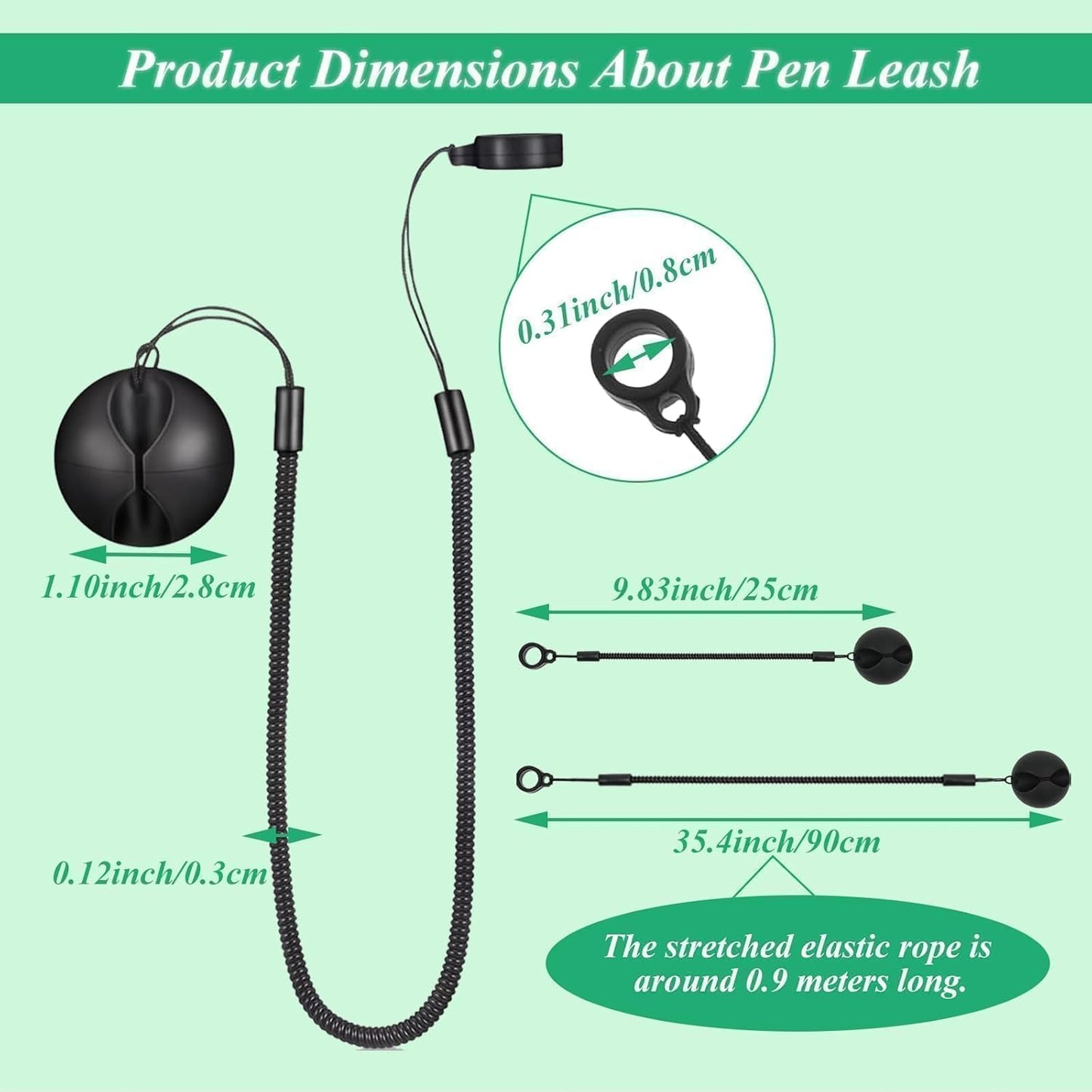 4PCS Retractable Pen Leash Holder with Chain,Plastic Pencil Lanyard with Silicone Rings,Anti-Lose Elastic Stylus Teacher Pen Lanyard Elastic Tether for Tablets Writing Boards Loss Prevention Strap