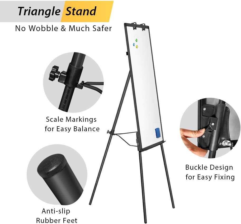 Easel Whiteboard - Magnetic Portable Dry Erase 36 x 24 Tripod Height Adjustable, 3' x 2' Flipchart Easel Stand White Board for Office or Teaching at Home & Classroom (36x24 White)