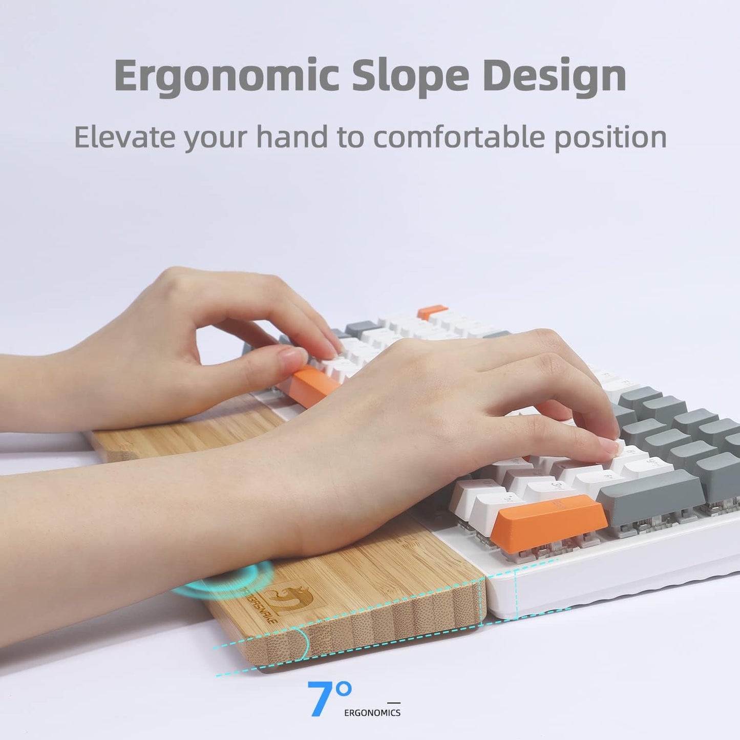 Bamboo Keyboard Wrist Rest for Computer Keyboard, Ergonomic Mechanical Keyboard Wrist Rest, Hard Wrist Rest for Pain Relief, Anti-Slip Keyboard Rest Pad for Laptop/PC Gaming/Mac (68-Key)
