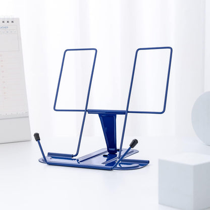 Metal Book Stand for Desk, Adjustable Reading Rest Book Holder, Portable Cookbook Documents Holder, Sturdy Typing Stand for Recipes Textbooks Tablet Music Books with Page Clips (Green)