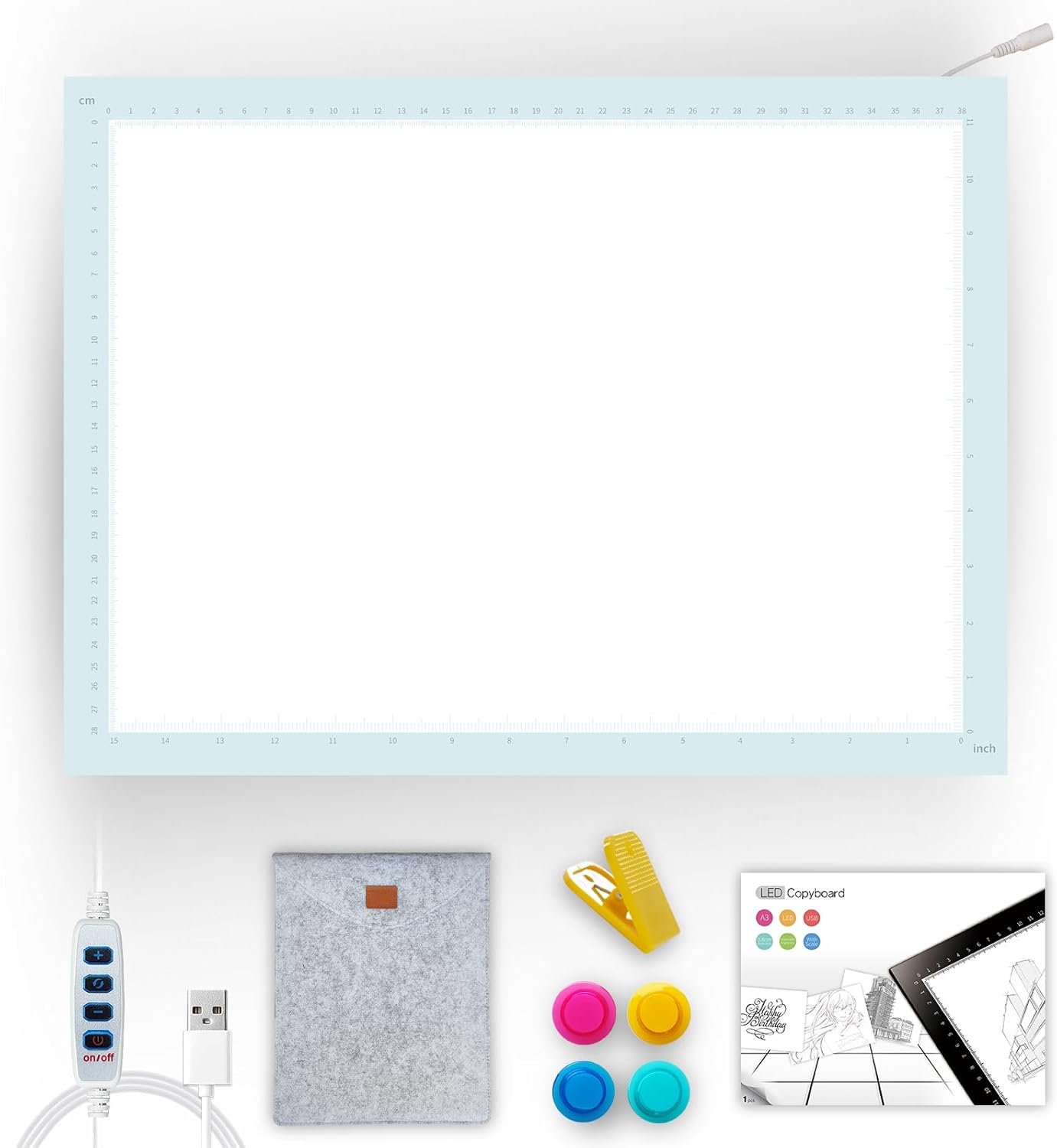 A4 LED Copy Board Light Tracing Box，Trace Light Pad for Tattoo Transferring, Drawing, Streaming, Sketching, Animation, Stenciling，USB LED Light Board for Diamond Painting