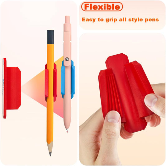 10 Pcs Silicone Pen Holder for Wall,Adhesive Pencil Holder for Clipboard Student Desk Classroom (5-colors)