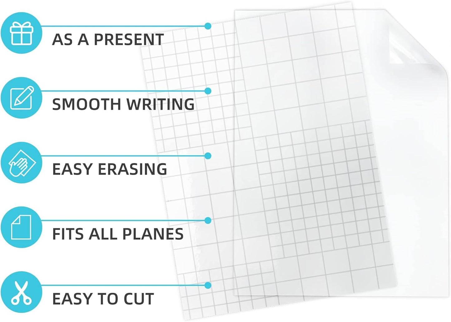 Dry Erase Board Sticker- Whiteboard Stickers-8.27''x11.69'' Removable Dry Erase Sheets- Fridge Dry Erase Paper for Wall/Desk/Refrigerator/Door/Locker/Home/Office/Classroom (White-2Pcs)