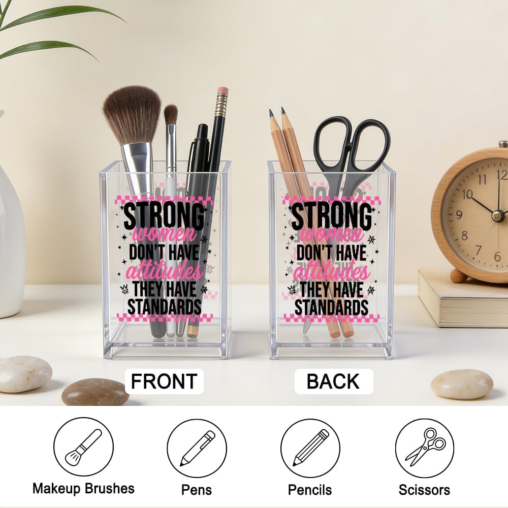 The Makeup Artist Acrylic Cosmetic Pencil Pen Holder, Funny Vanity Accessories for Girls, Makeup Brushes Holder for Beauty Specialist Esthetician, Make Up Artist MUA Appreciation Gifts