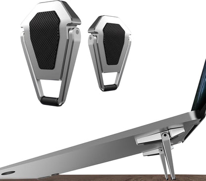 Laptop Stand Portable,Zinc Alloy Laptop Mini Stand,Laptop Riser Invisible,Ergonomic Laptop Stand Cooling Suitable for 12-20 Inches Laptop.（Silver-2pieces）