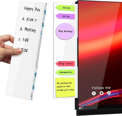 Crpich Large Transparent Memo Board – 13.2" x 3.3", 1 Pack Clear Acrylic Monitor Side Panel with 3M Adhesive, Sticky Note Holder for Office Desk