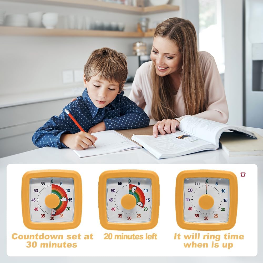 Visual Timer for Kids & Adults, 60 Minute Rainbow Countdown Timer, Time Management Tool for Classroom, Home, Kitchen, Office, School