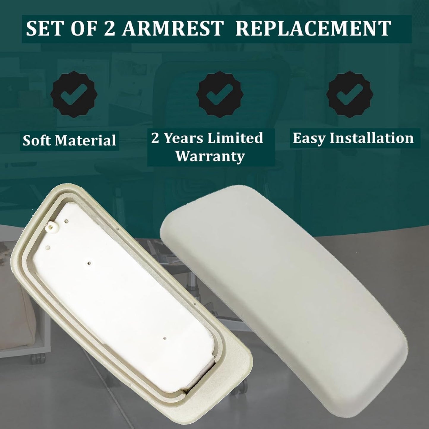 Chair Armrest Replacement, Arm Pad Caps Replacement for Haworth Zody Office Chair 1 Pair (Black)