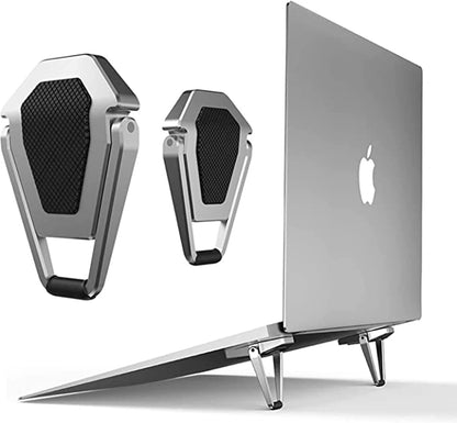 Portable Invisible Laptop Stand - 2PCS Zinc Alloy Laptop Mini Stand Heat Dissipation Pad, Laptop Lifter for 12-20 Inch Laptops (Black)