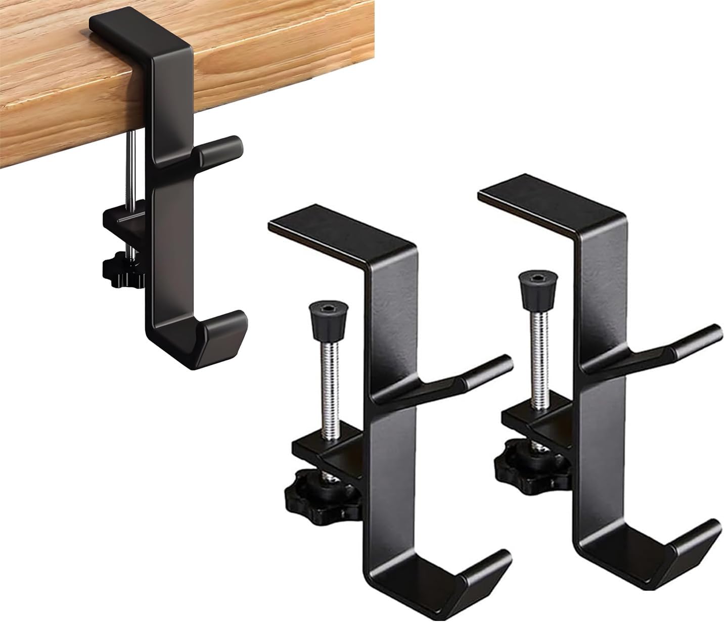 3PCS Desk Mount Bag Holder Hook Clamp,On Backpack Hanger Portable Desk Mount Headphones Holder for Reduce Desk Clutter Table Desk Table Hanging Storage (3Black, 3)