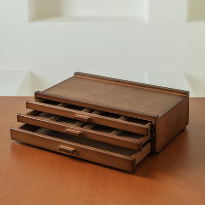 MEEDEN PRO Wood Artist Supply Storage Box - 3 Drawers Art Supply Storage Box - Solid Beech Wood Art Organizer Box - Portable Storage Box for Pastels Pencils Brushes Paints Markers