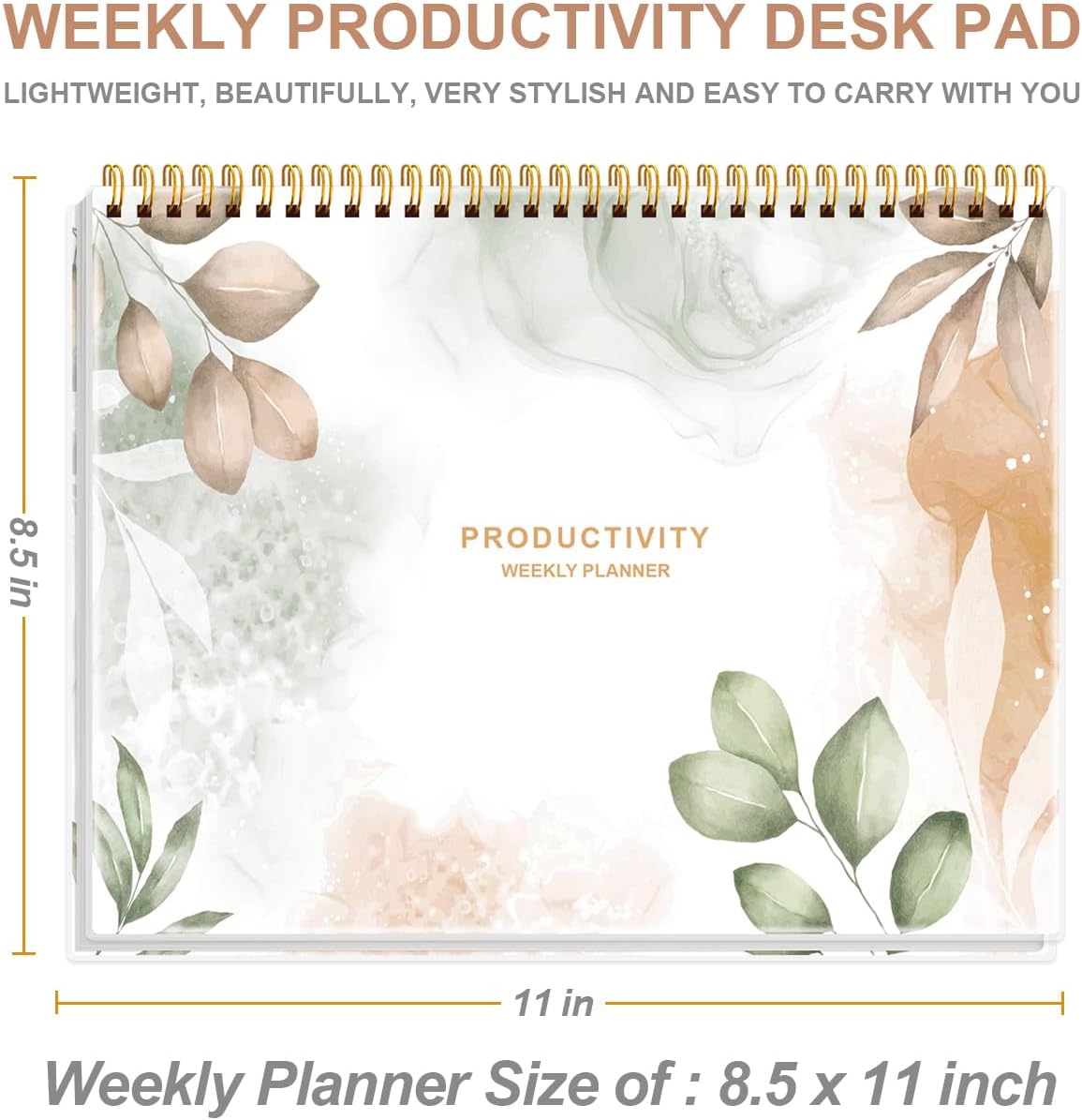 Weekly Productivity Planner - 8.5" x 11" Dashboard Desk Notepad Has 6 Focus Areas to List Tasks for Goals, Projects, Clients, Academic or Meal-Organize Your Daily Work Efficiently, 54 Weeks, Green