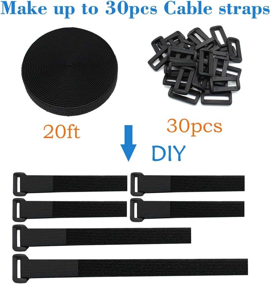 YiwerDer Reusable Fastening Cable Straps and Cable Ties Set 20 Pack(8"-12"-18"), Adjustable Multi-Purpose Hook and Loop Cord Ties to Keep Cords Organized and Tidy