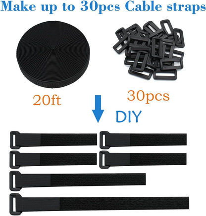 YiwerDer Reusable Fastening Cable Straps and Cable Ties Set 20 Pack(8"-12"-18"), Adjustable Multi-Purpose Hook and Loop Cord Ties to Keep Cords Organized and Tidy