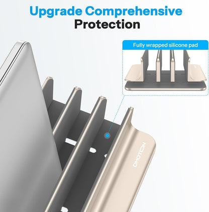 OMOTON Vertical Laptop Stand [Updated Double Version], Desktop Aluminum Mac Book Stand with Adjustable Dock Size, Fits All Mac Book, Surface, Chrome Book and Gaming Laptops (Up to 17.3 inch) (Black)