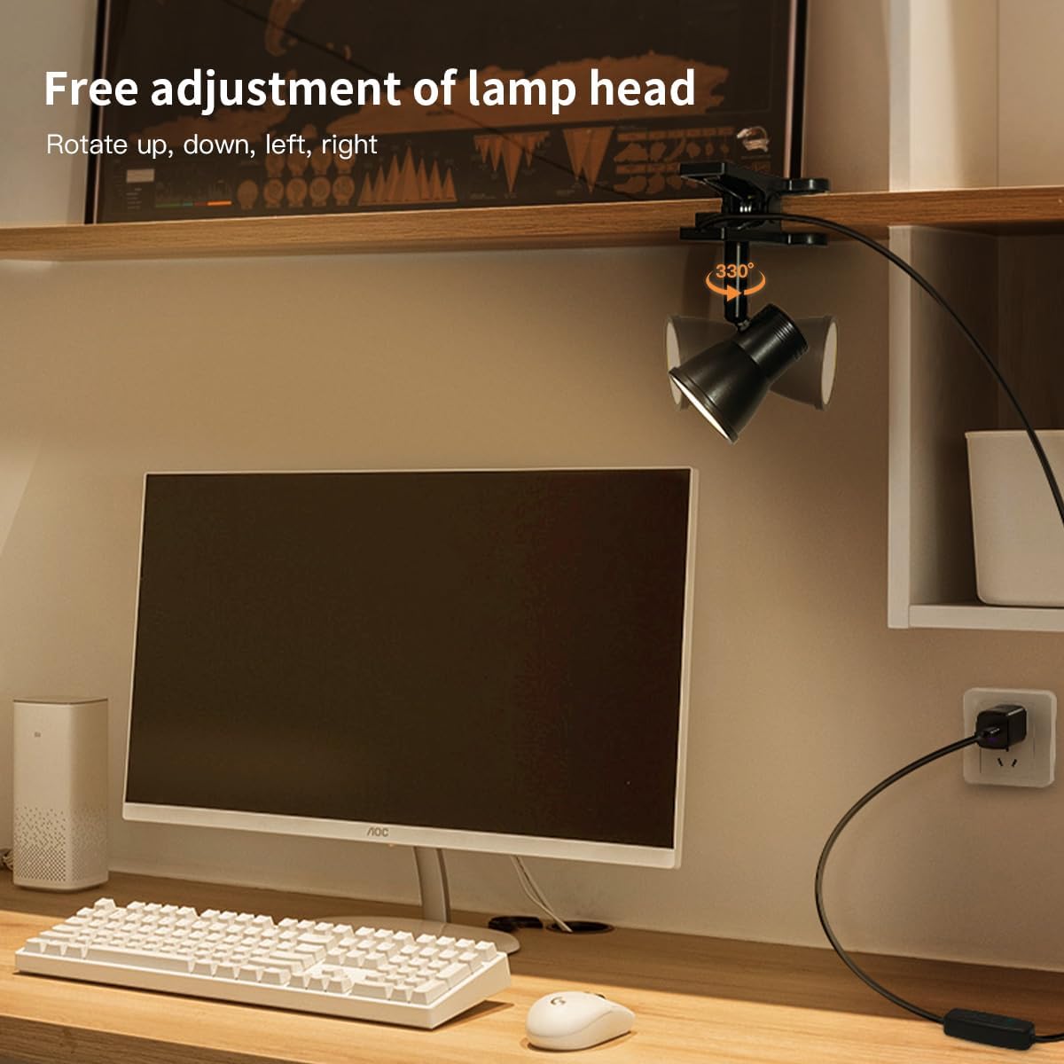 LUJOLUMIN Clip Lamp, Mini Portable 360° Rotation Clamp on Lamp for Bed/Bedside Headboard/Table/Bunk/Desk/Shelf, 3 Color Temperature Options, 10 Dimmable Brightness Levels for Reading (5W)