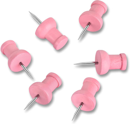 40Pcs Wood Push Pins, Decorative Thumb Tacks, Wooden Pins and Tacks, Cork Board Thumbtacks, Cute Thumbtack for Wall and Bulletin Board, Map Pins